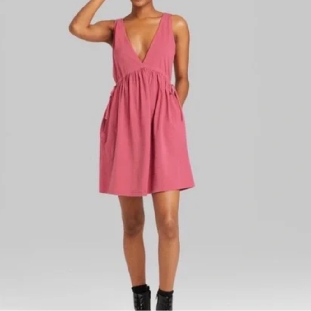 Wild Fable Tie Waist Knit Mineral Dyed Babydoll Dress